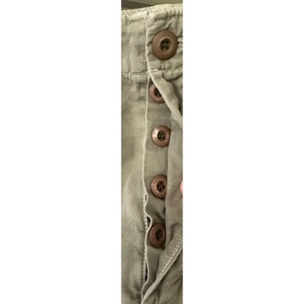 AMO Easy Army Wide Leg Cropped Cotton Pants Size 27 Button Fly Cray Green - Picture 4 of 13